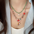 Colorful Layered Sea Star Heart and Pearl Charm Necklace view 3