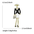 Wide Brim Hat Woman Brooch With Black Jacket and Crystal Bag view 4