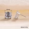 Square Step-Cut Clear Solitaire Stud Earrings In Polished Silver Tone view 5