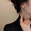 Two Style Bow and Pearl Long Dangle Statement Earrings view 1