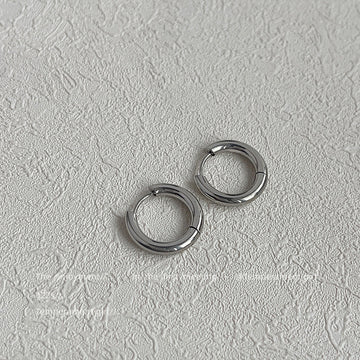 Silver Smooth Round Mini Huggie Hoop Earrings Matching Pair Style