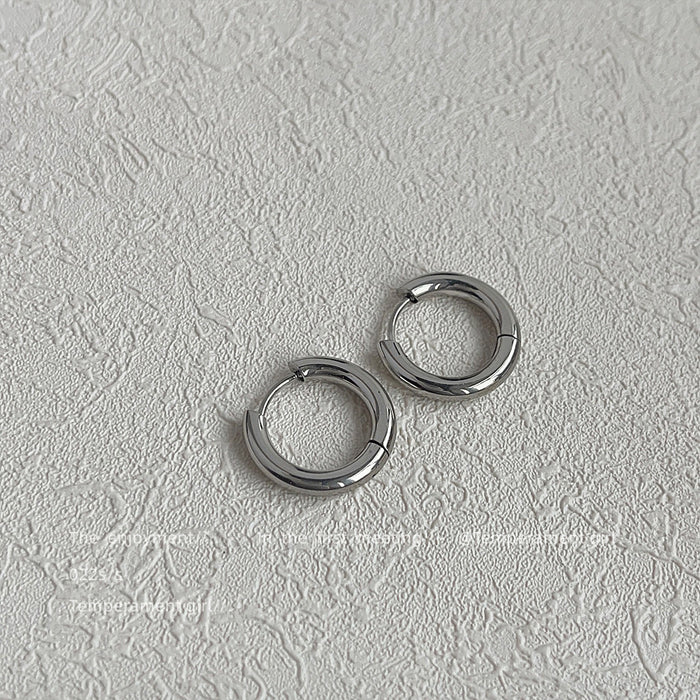 Silver Smooth Round Mini Huggie Hoop Earrings Matching Pair Style