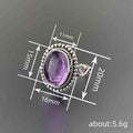 Purple Oval Cabochon Beaded Silver Tone Ring Sizes 6-10 view 4