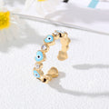Gold Tone Crystal Heart and Round Evil Eye Adjustable Rings view 4