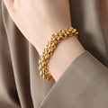 Chunky Woven Chain Necklace And Bracelet OT Toggle Gold Steel view 7