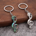Microphone Treble Clef Metal Keychain in Silver and Iridescent view 1