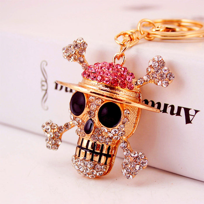 Rhinestone Skull Keychain for Car Keys, Handbags, and Gothic Style Gifts