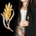 Yellow Wheat Metal Brooch Pin for Jackets and Lapels view 3