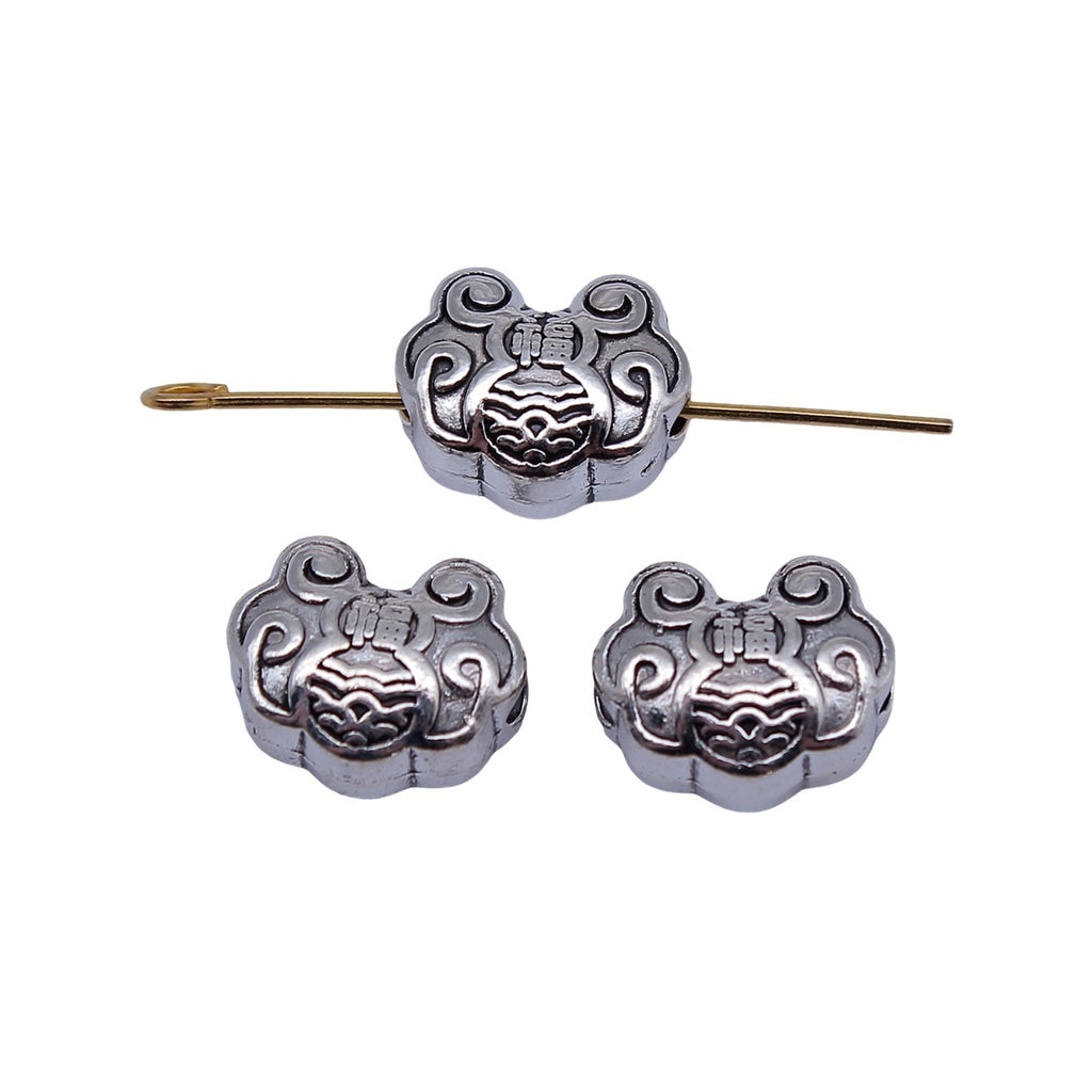 13x10x6.9mm 3g Multicolor Zinc Alloy Longevity Lock Through Hole Beads for Chinese Style Jewelry Making