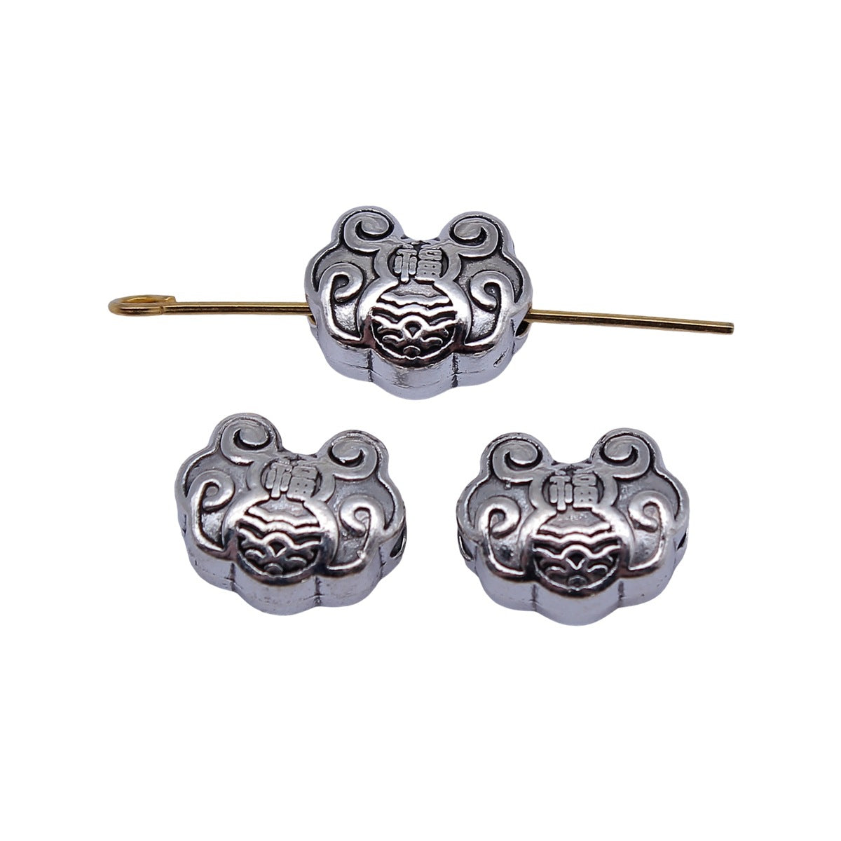 13x10x6.9mm 3g Multicolor Zinc Alloy Longevity Lock Through Hole Beads for Chinese Style Jewelry Making