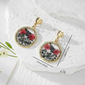 Gold Round Bezel Dried Flower Stone Chip Stud Earrings view 4