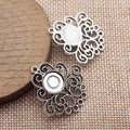 Ornate Round Earring Connector Component in Antique Silver Tone view 2