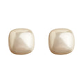 Square Cushion Pearl Stud Earrings Four Color Size Styles view 5