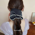 Black Or Ivory Sheer Petal Scrunchie With Pearl Like Edging view 3