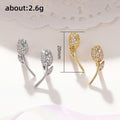 Curved Rosebud Stud Earrings With Clear Stones In Two Tones view 5