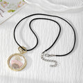 Gold Tone Round Pressed Flower Pendant Necklaces in Six Designs view 2