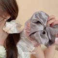 Oversized Square Satin Scrunchie In Black Gray Or Dusty Pink view 2