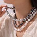 Imitation Pearl Bead Necklace White Gray Mixed 8 10 12mm view 3