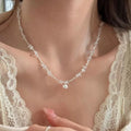 Clear Irregular Bead Necklace With Small Ring Pendant view 1