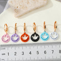 Gold Tone Open Smiley Face Huggie Drop Earrings in Six Colors view 5