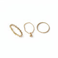 Gold Tone Three Piece Stacking Ring Set Ball Charm Crystal view 5