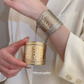 Hammered Metal Cross Cutout Open Cuff Bracelets Silver Gold view 4