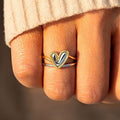 Double-Rail Open Heart Ring In Gold And Silver Tones view 2