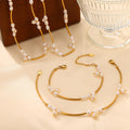 Gold Tube Baroque Pearl Cluster Necklace And Bracelet Set Pieces view 4