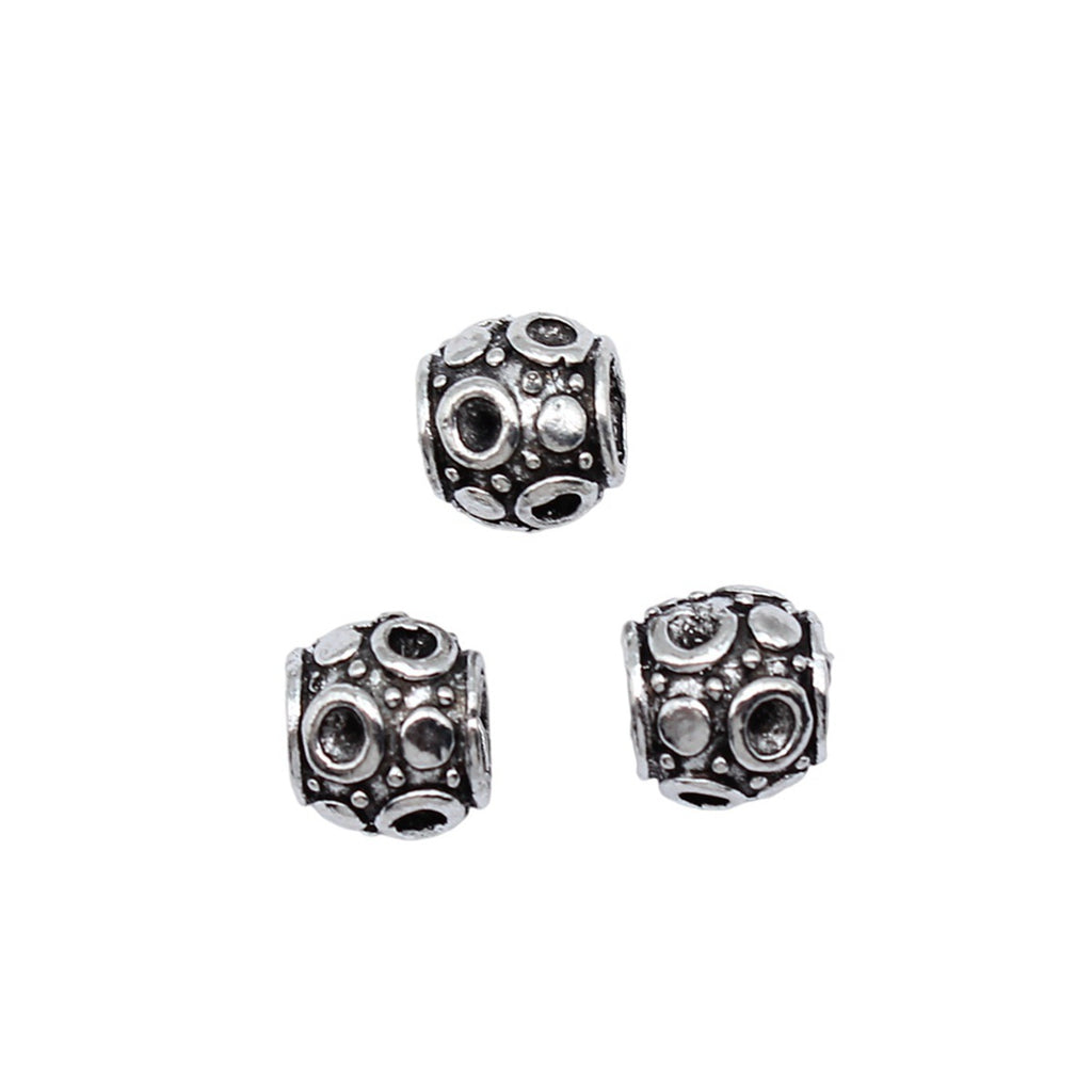 10x10mm 2.3g Antique Silver Zinc Alloy Spacer Large Hole Beads for Bracelet Necklace DIY Making