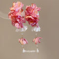 Pink White Flower Cluster Duckbill Hair Clip Pair With Long Tassels view 4