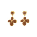 Beige Brown Lilac and Teal Five Petal Flower Drop Earrings view 5