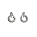 Silver Pave Teardrop Stud Beaded Circle Drop Earrings view 5
