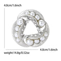 Interlocking Triangle Pearl Brooch in Gold or Silver Tone view 6