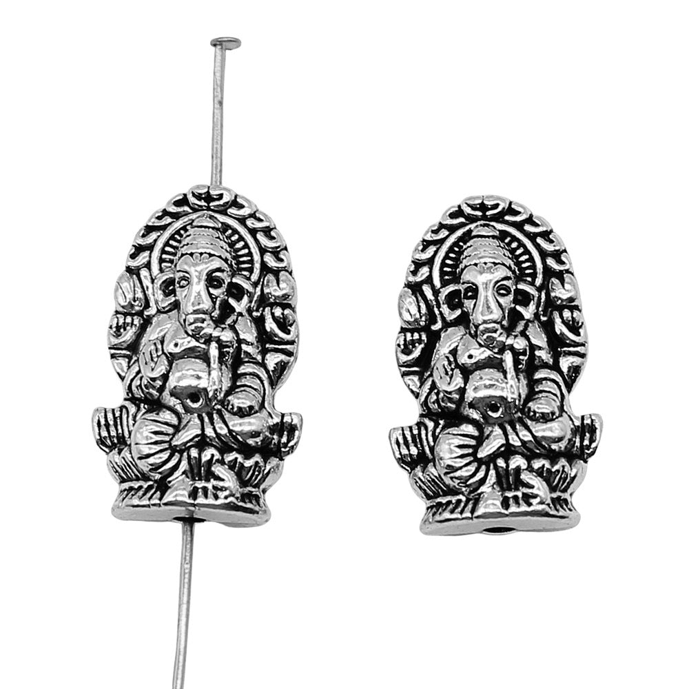 14x22mm 5.5g Zinc Alloy Ganesha Elephant Large Hole Double Sided Beads for DIY Bracelet Jewelry Making