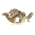 Antique Style Prowling Tiger Brooch in Gold and Silver view 2