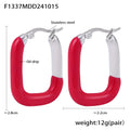 U Shape Enamel Hoop Earrings Red Magenta Gold or Steel Tone view 7