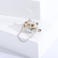 Glasses Owl Chain Collar Brooch in Silver Gold for Jackets and Scarves view 2