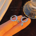 Silver Mini Huggie Hoop Tiny Heart Charm Earrings Pair view 1