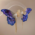 Purple Embroidered Butterfly Earrings with Gold Tone Tassels view 6