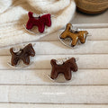 Silver Tone Rocking Horse Brooches Flocked Glossy 4 Colors view 4