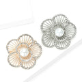 Openwork Pearl Flower Brooch in Rose Gold or Silver Tone view 3