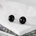 Pink and Black Glossy Round Dome Stud Earrings in Two Colors view 3