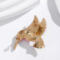 Red Gold Tone Bird Sculpted Crystal Enamel Metal Brooch Pin view 3