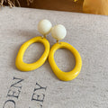 Colorful Oval Drop Earrings with Cream Round Stud Tops view 7