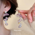 Butterfly Flower Crystal Heart Earring Three Pair Set view 4