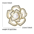 Pearl Center Openwork Camellia Brooch in Silver and Gold view 4