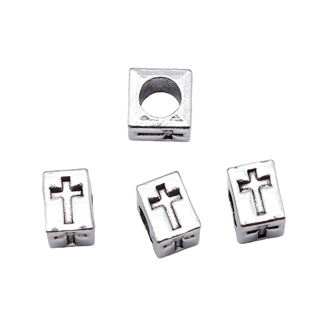 9x9x7mm 2.2g Multicolor Zinc Alloy Square Cross Large Hole Beads for Bracelet DIY Jewelry Making