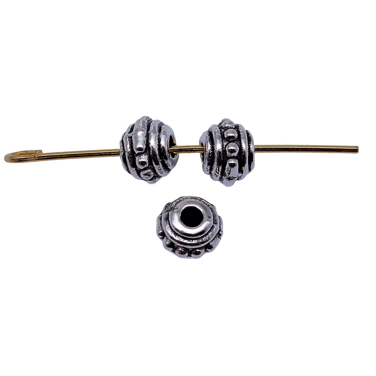 6.6x6.6x5.2mm 0.58g Antique Silver Zinc Alloy Round Small Hole Spacer Beads for DIY Bracelet Jewelry Making