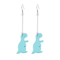 Blue Acrylic Dinosaur Long Hook and Screw Clip Earrings view 5