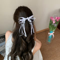 Satin Ribbon Bow Duckbill Clip With Pearl Blooms 4 Colors view 4